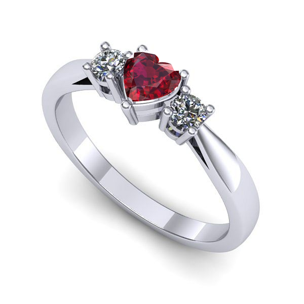 Inel logodna din aur alb cu rubin