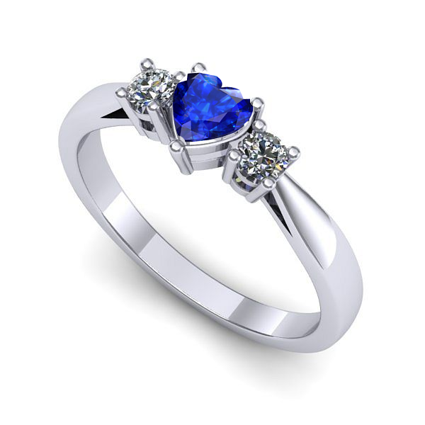 Inel logodna din aur alb cu safir