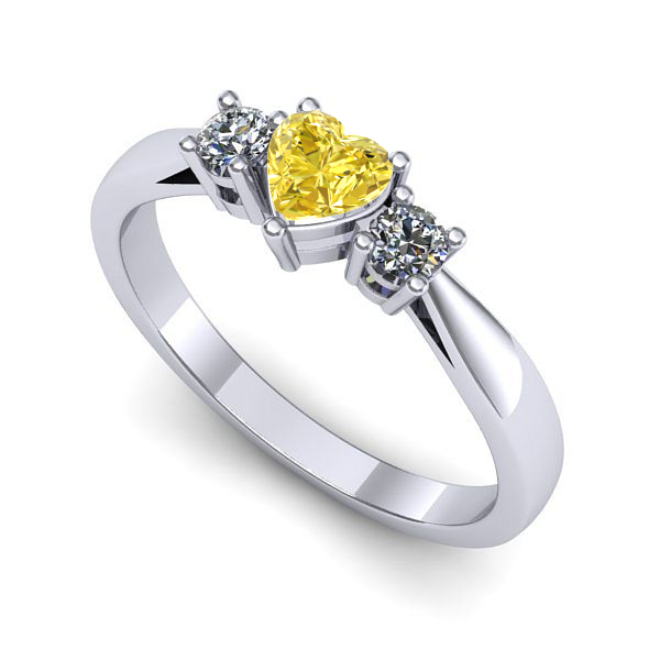 Inel logodna din aur alb cu safir galben