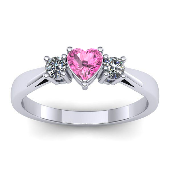 Inel cu safir roz inima