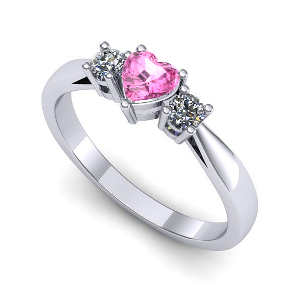 Inel logodna din aur alb cu safir roz