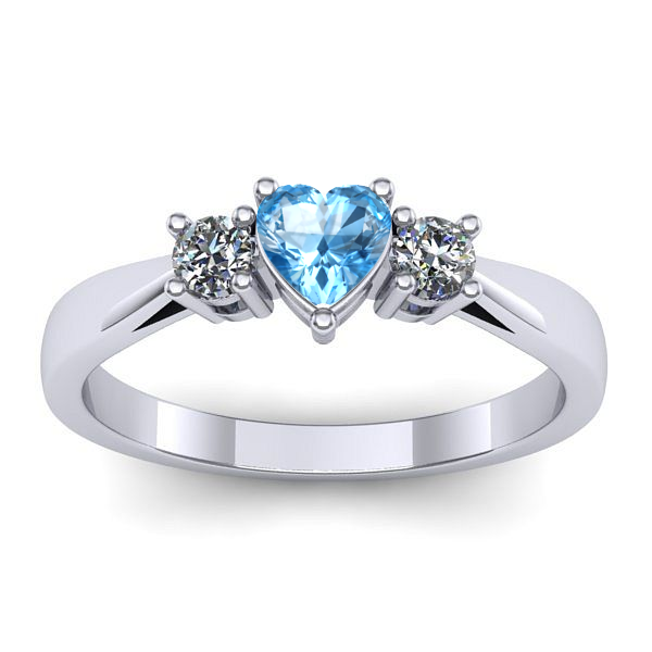 Inel cu topaz blue inima