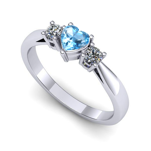 Inel din aur alb cu topaz blue
