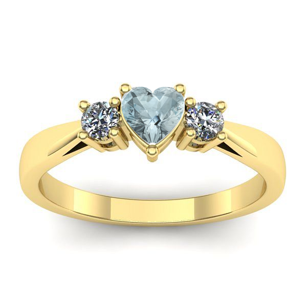Inel logodna cu aquamarin inima
