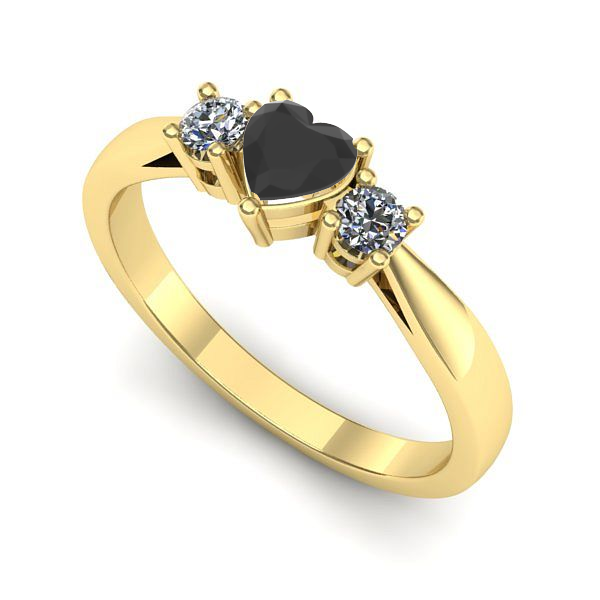 Inel din aur galben cu diamant negru