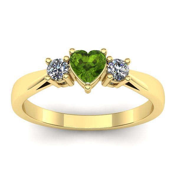 Inel de logodna cu peridot inima