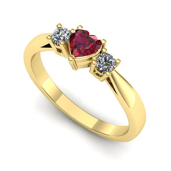 Inel logodna din aur galben cu rubin