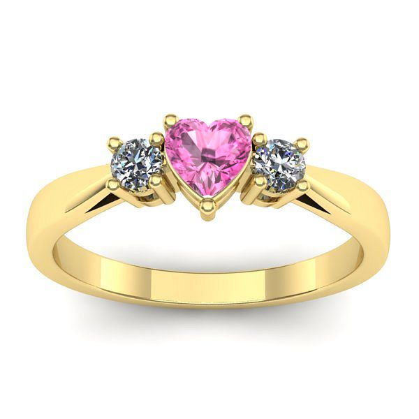 Inel de logodna cu safir roz inima