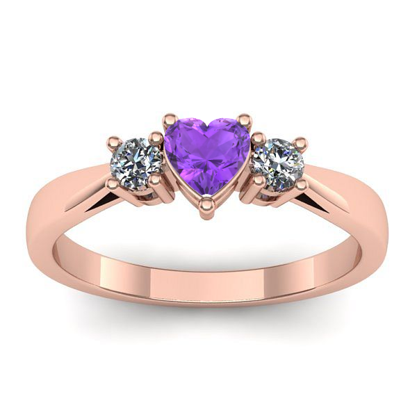 Inel logodna cu ametist inima