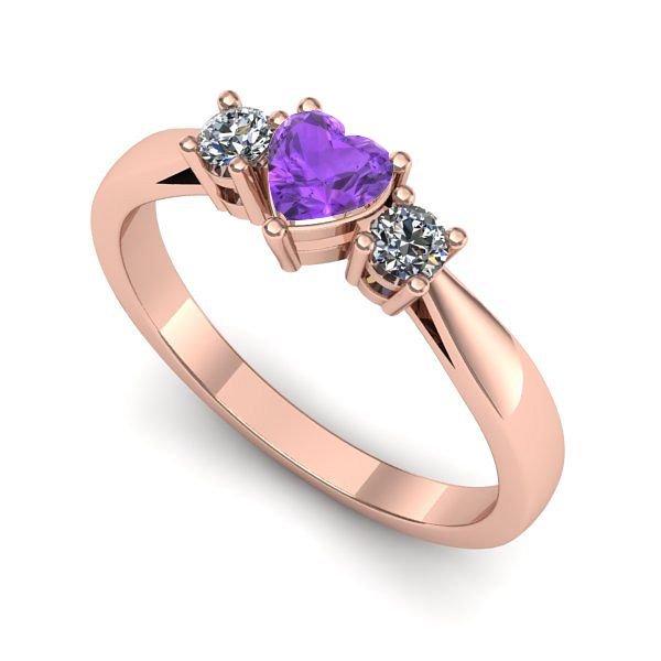 Inel logodna din aur roz cu ametist