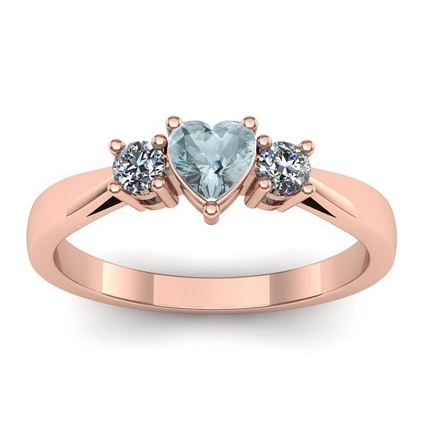 Inel logodna cu aquamarin inima