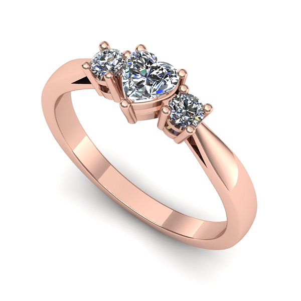 Inel din aur roz cu diamant