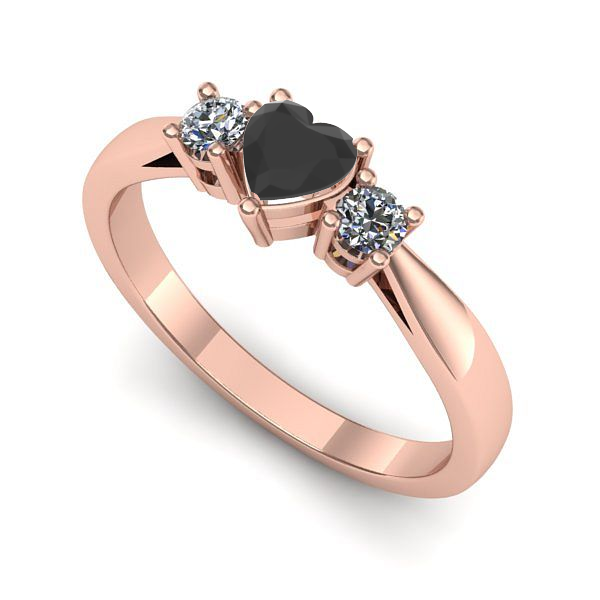 Inel logodna din aur roz cu diamant negru