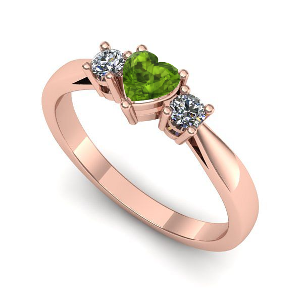 Inel din aur roz cu peridot