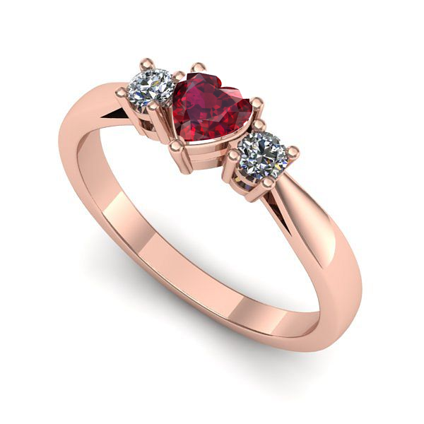 Inel din aur roz cu rubin