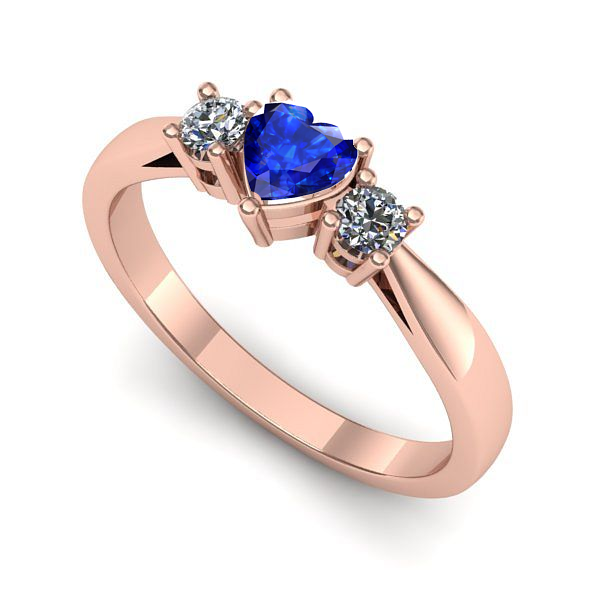 Inel de logodna din aur roz cu safir