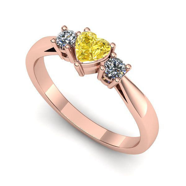 Inel logodna din aur roz cu safir galben