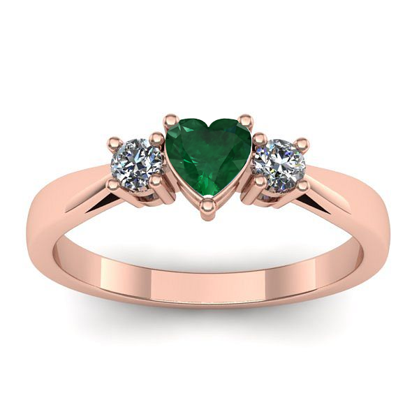 Inel de logodna cu smarald inima