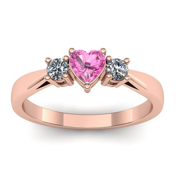 Inel cu safir roz inima