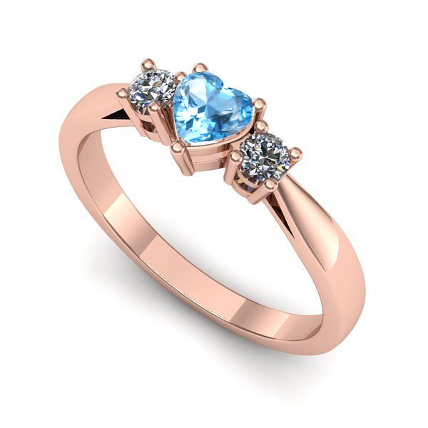 Inel din aur roz cu topaz blue