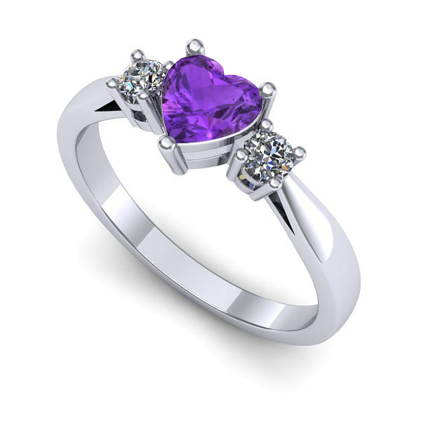 Inel logodna din aur alb cu ametist