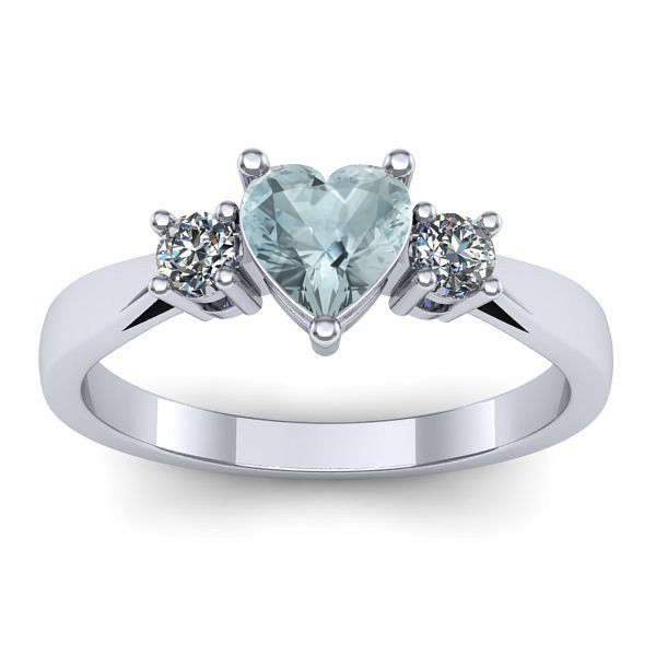Inel de logodna cu aquamarin inima