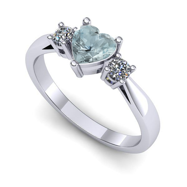 Inel din aur alb cu aquamarin