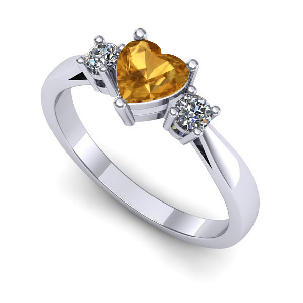 Inel din aur alb cu citrin