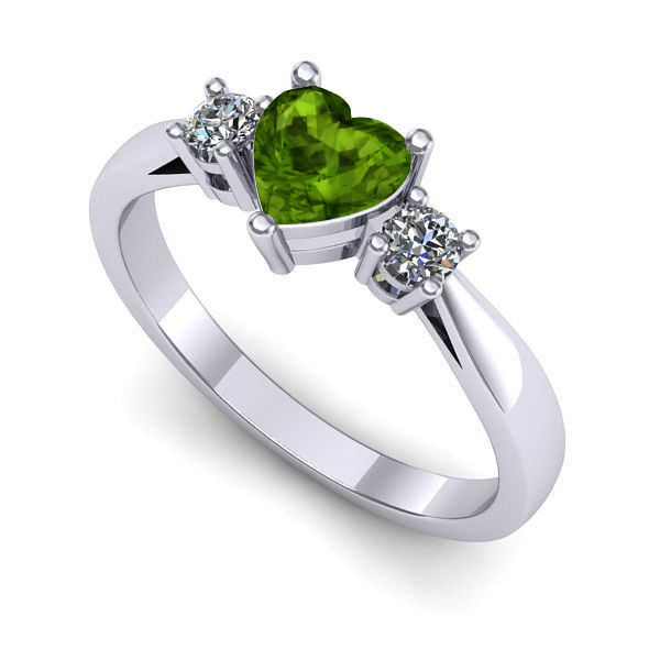 Inel logodna din aur alb cu peridot