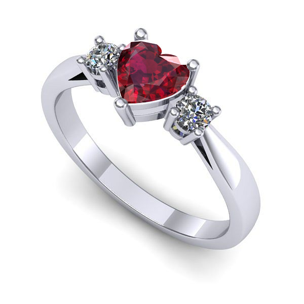 Inel logodna din aur alb cu rubin