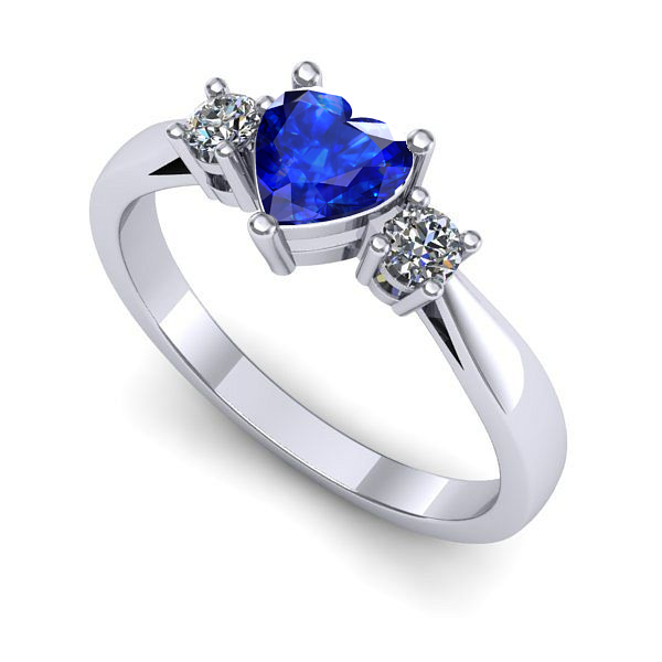 Inel de logodna din aur alb cu safir