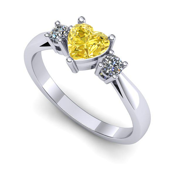 Inel logodna din aur alb cu safir galben