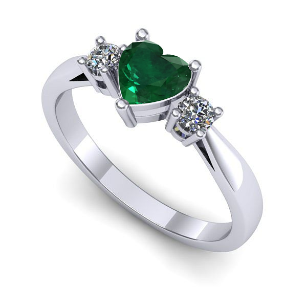 Inel din aur alb cu smarald