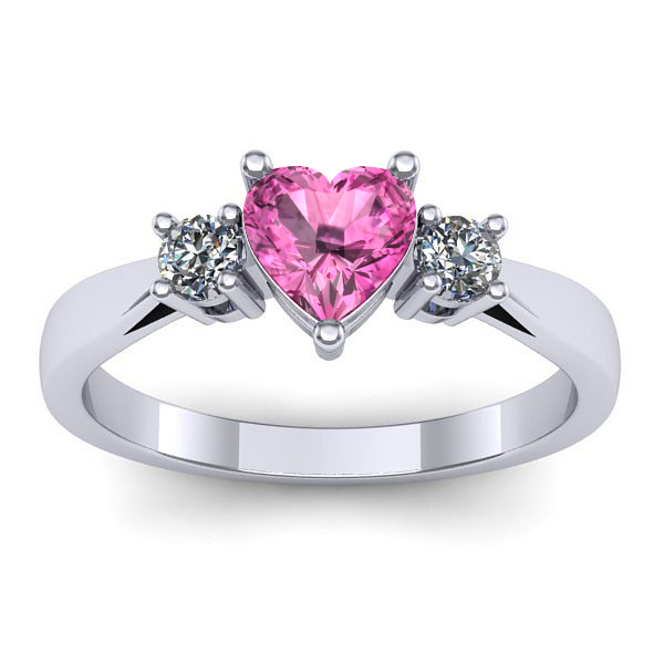 Inel logodna cu safir roz inima