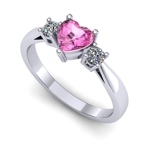 Inel din aur alb cu safir roz