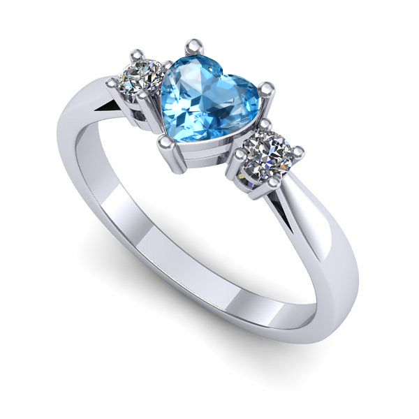 Inel logodna din aur alb cu topaz blue