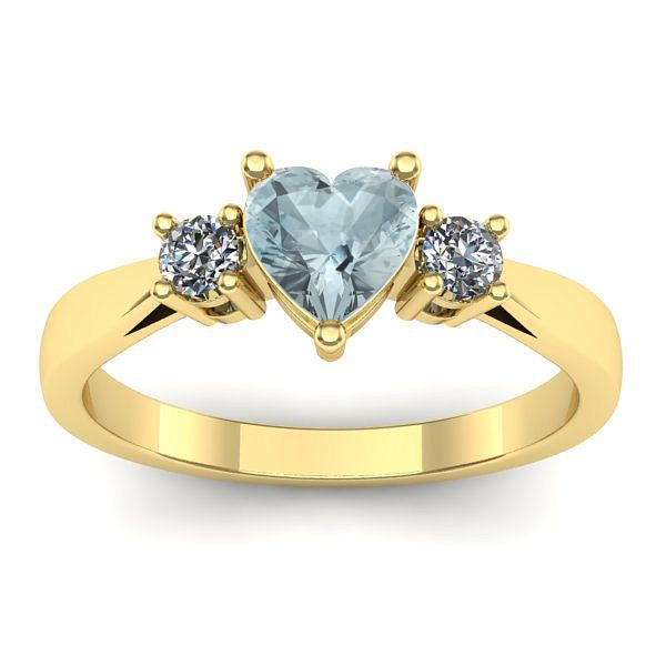 Inel de logodna cu aquamarin inima