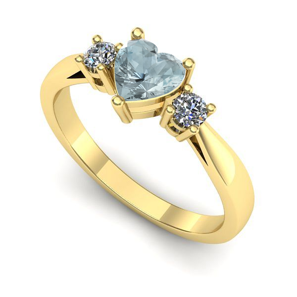 Inel logodna din aur galben cu aquamarin