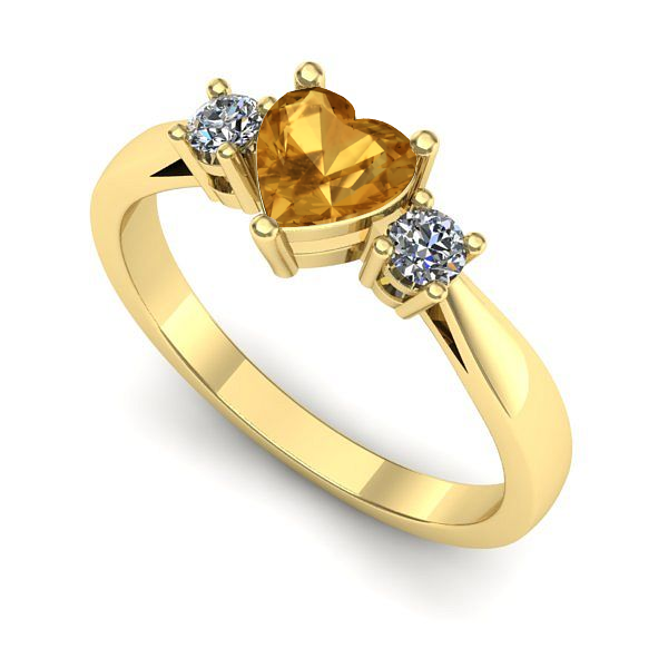 Inel logodna din aur galben cu citrin