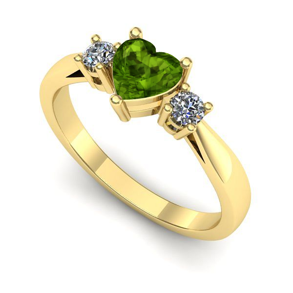 Inel logodna din aur galben cu peridot