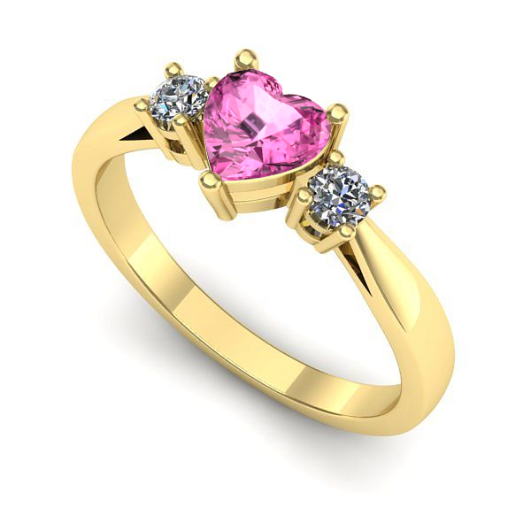 Inel de logodna din aur galben cu safir roz