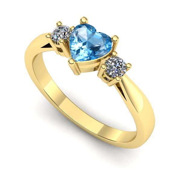 Inel din aur galben cu topaz blue