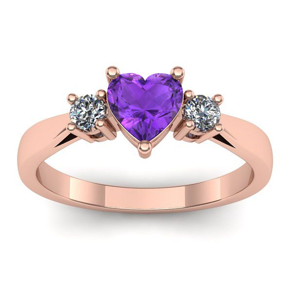 Inel cu ametist inima