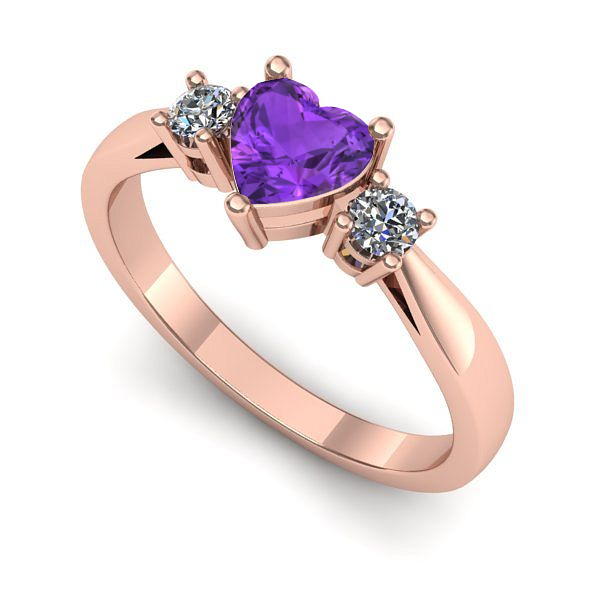 Inel din aur roz cu ametist