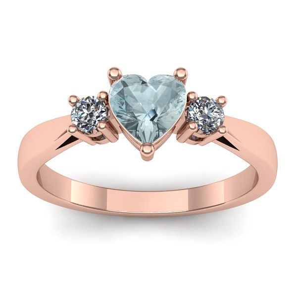 Inel de logodna cu aquamarin inima
