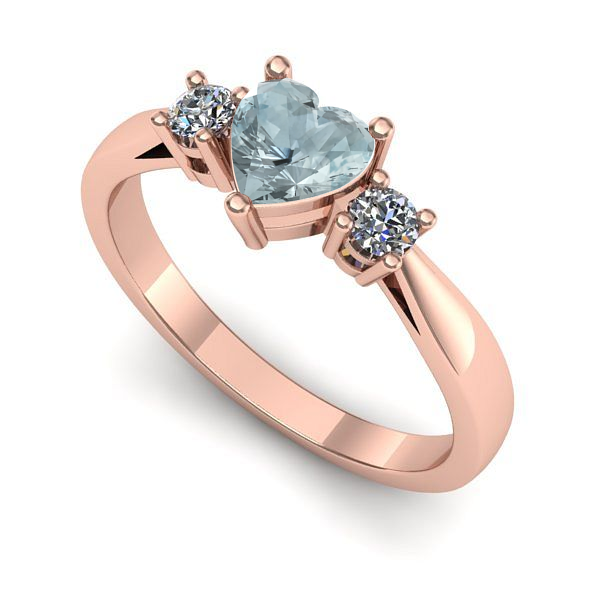 Inel de logodna din aur roz cu aquamarin