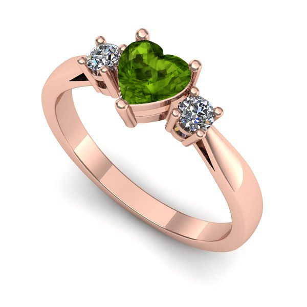 Inel din aur roz cu peridot