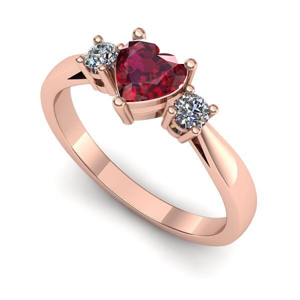 Inel din aur roz cu rubin