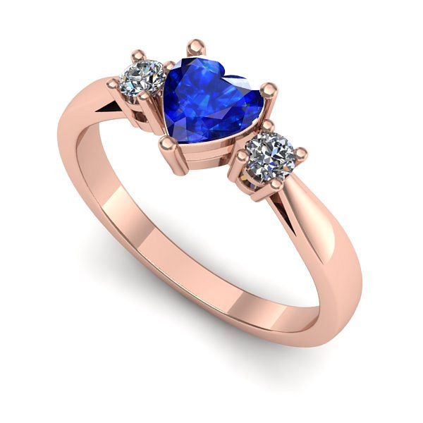 Inel logodna din aur roz cu safir