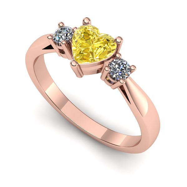 Inel de logodna din aur roz cu safir galben